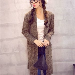 Winter Sweater Female Solid Long Sleeved Cardigan Coat Street Tide - Coffee