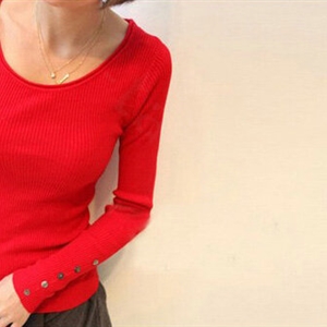 Winter Sweater Solid Tight Shirt Womens Stretch Thick - Red