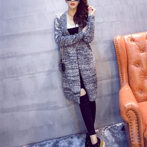 Winter Sweater Women Fashion Loose Cardigan Coat Thick Warm V Collar - Grey