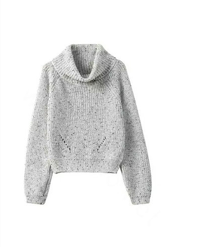Winter Sweater Women New Turtleneck Solid Short Knitted - Grey
