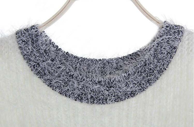 Winter Sweaters Thick Knitted O-Neck Hot Color Mohair Female - Pink
