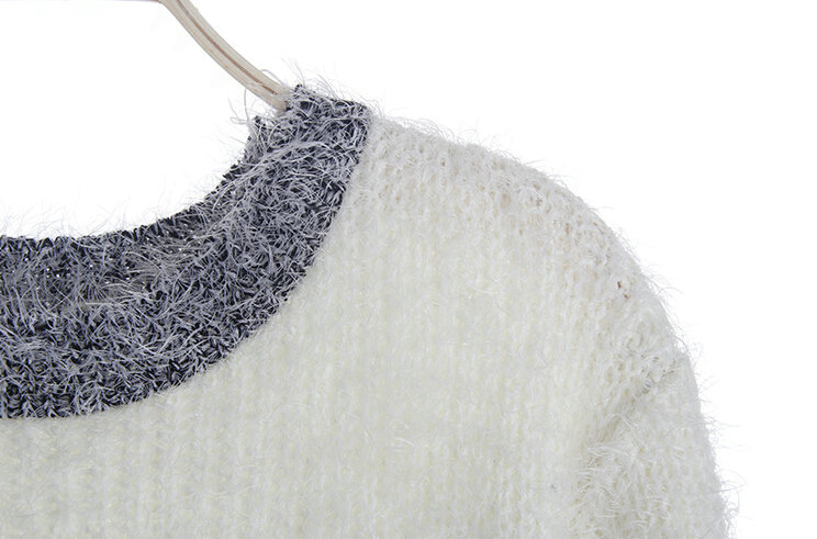 Winter Sweaters Thick Knitted O-Neck Hot Color Mohair Female - Pink