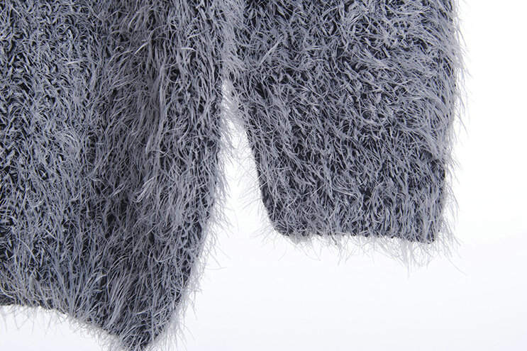 Winter Sweaters Thick Knitted O-Neck Hot Color Mohair Female - Pink