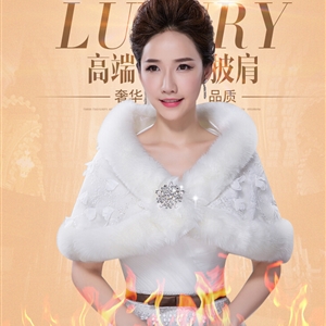 Bridal Lace Floral Rabbit Wool Scarf Shawls Women Winter Warm Solid 130*30CM - White