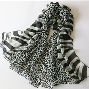 Colorful Zebra Print Scarf Shawls Women Winter Warm Silk Panties 200*135CM - Black
