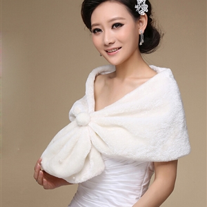 Cute Bridal Pearl Cashmere Scarf Shawls Women Winter Warm Solid Panties 100*30CM - White