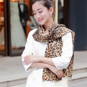 Discount Leopard Print Scarf Shawls Women Winter Warm Wool Panties 190*70CM - Brown