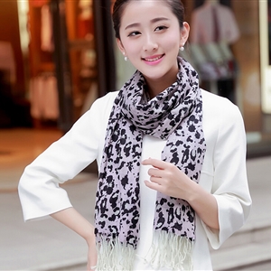 Discount Leopard Print Scarf Shawls Women Winter Warm Wool Panties 190*70CM - Purple