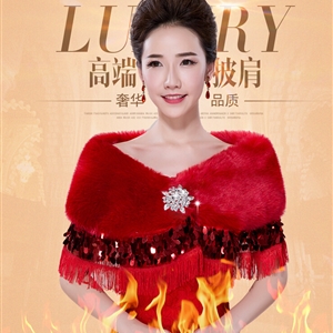 Fringed Bridal Rabbit Wool Scarf Shawls Women Winter Warm Solid Panties 130*35CM - Red
