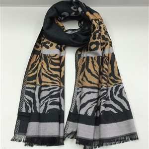 Fringed Zebra Print Scarves Wrap Women Winter Warm Cotton Panties 195*70CM - Yellow
