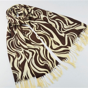 Fringed Zebra Print Scarves Wrap Women Winter Warm Cotton Panties 200*70CM - Brown
