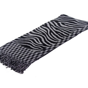 Fringed Zebra Print Women Scarf Bamboo Fiber Warm Scarves Wraps 180*45CM - Grey