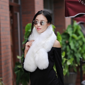 Funky Bridal Fur Scarf Shawls Women Winter Warm Solid Panties 120*20CM - White