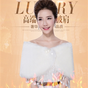 Funky Fringed Pearl Bridal Rabbit Wool Scarf Shawls Women Winter Warm Solid 130*30CM - White