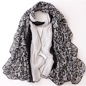 Leopard Print Scarf Scarves For Women Winter Warm Cotton Panties 180*90CM - White