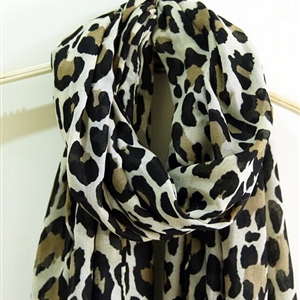 Leopard Print Scarf Scarves For Women Winter Warm Cotton Panties 195*100CM - Beige