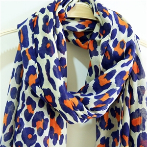 Leopard Print Scarf Scarves For Women Winter Warm Cotton Panties 195*100CM - Blue
