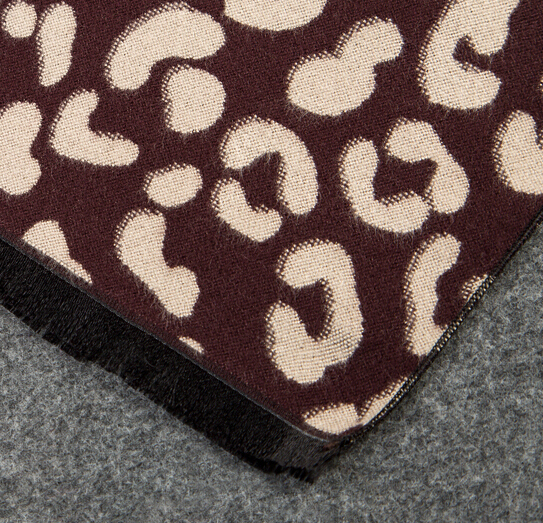 Plaid Leopard Print Scarves Wrap Women Winter Warm Cashmere Panties 190*65CM - Rose