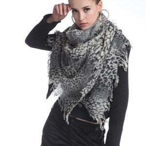Popular Leopard Print Scarf Shawls Women Winter Warm Wool Panties 180*70CM - Grey