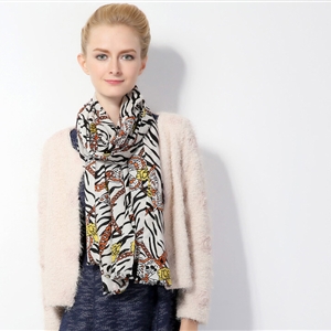 Popular Zebra Print Scarf Shawls Women Winter Warm Wool Panties 180*70CM - Yellow
