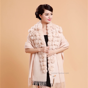 Pretty Bridal Fringed Wool Scarf Shawls Women Winter Warm Solid Panties 200*70CM - Beige