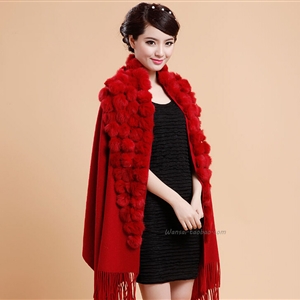 Pretty Bridal Fringed Wool Scarf Shawls Women Winter Warm Solid Panties 200*70CM - Dark Red