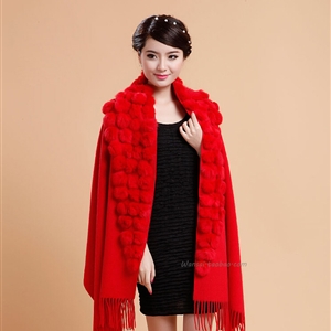Pretty Bridal Fringed Wool Scarf Shawls Women Winter Warm Solid Panties 200*70CM - Red