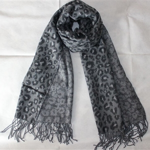 Pretty Leopard Print Scarf Shawls Women Winter Warm Cashmere Panties 200*70CM - Grey