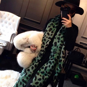 Quality Leopard Print Scarf Shawls Women Winter Warm Cashmere Panties 180*70CM - Green