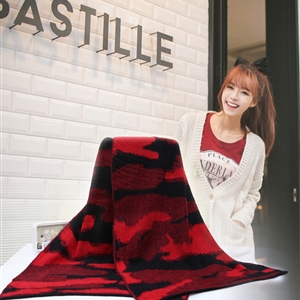 Unique Camo Print Scarf Shawls Women Winter Warm Wool Panties 210*40CM - Red