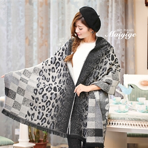 Unique Leopard Print Scarves Wrap Women Winter Warm Cashmere 200*65CM - Grey