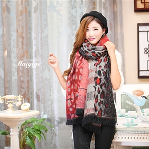 Unique Leopard Print Scarves Wrap Women Winter Warm Cashmere 200*65CM - Red