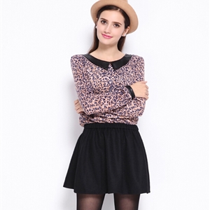 Beautiful Dresses Spring Ladies Leopard Print Round Neck Sweet - Purple