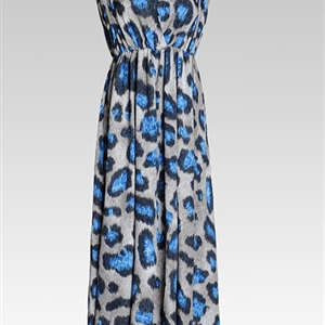 Classy Dresses Summer Girls Chiffon Printed Leopard Print Long - Blue