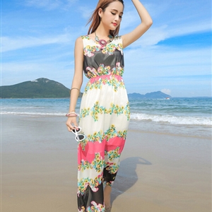 Cute Dresses Summer Girls Affordable Flower Bohemian Coast Chiffon Long - Colorful