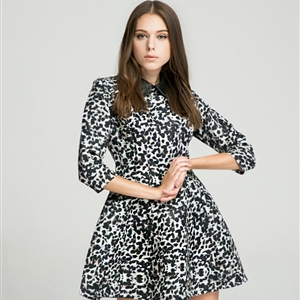 Elegant Dresses Winter Leopard Print Women Sexy Short Glamorous - White Black