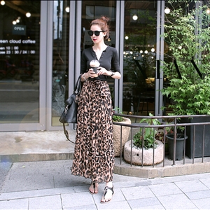 Fashion Dresses Girls Winter Leopard Print Long Semi Classy Chiffon - Coffee