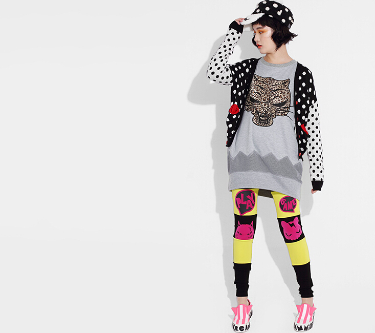 Fashion Dresses Winter Ladies Leopard Print Three-Quarter Sleeve Knitted House - Grey
