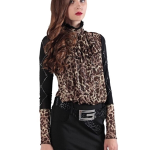 Funky Dresses Female Winter Leopard Print Lace Sexy Long Sleeved - Black