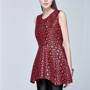 High Quality Dresses Ladies Leopard Print Elegant Summer Printed - Red