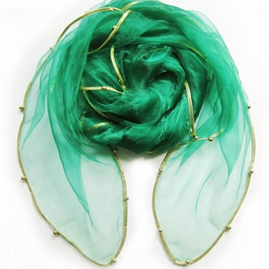 Cheap Sheer Beaded Scarf Shawls Women Winter Warm Chiffon Solid 180*110CM - Dark Green