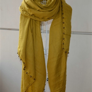 Classic Beaded Scarf Scarves For Women Winter Warm Cotton Panties 215*85CM - Yellow