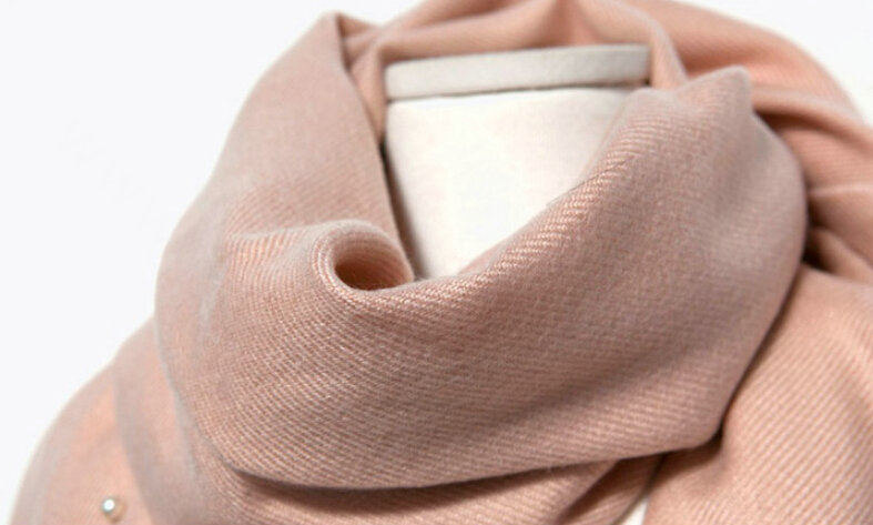 Classic Fringed Beaded Scarf Scarves For Women Winter Warm Cotton Panties 183*66CM - Navy