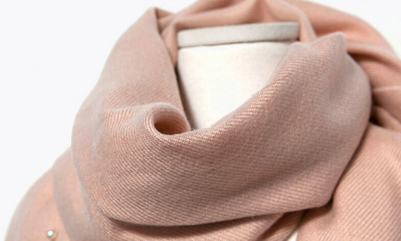 Classic Fringed Beaded Scarf Scarves For Women Winter Warm Cotton Panties 183*66CM - White