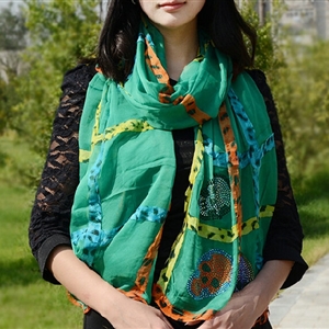 Cool Crystal Skull Women Scarf Shawls Winter Warm Polyester Scarves 196*72CM - Green