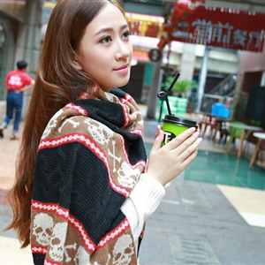 Cool Skull Scarves Wrap Women Winter Warm Cashmere Panties 205*62CM - Black