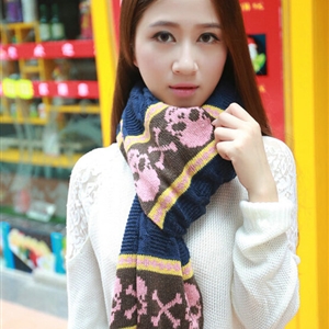 Cool Skull Scarves Wrap Women Winter Warm Cashmere Panties 205*62CM - Navy