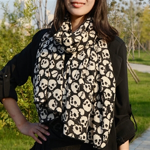 Cool Skull Women Scarf Shawls Winter Warm Polyester Scarves 170*70CM - Beige
