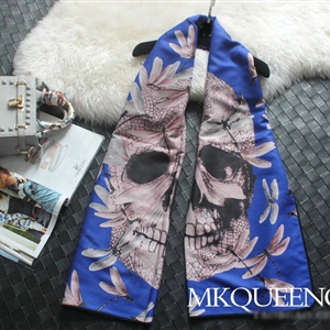 Cooling Skull Scarves Wrap Women Winter Warm Cashmere Panties 180*65CM - Blue