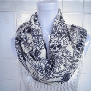 Discount Skull Scarf Scarves For Women Winter Warm Cotton Panties 170*70CM - Black